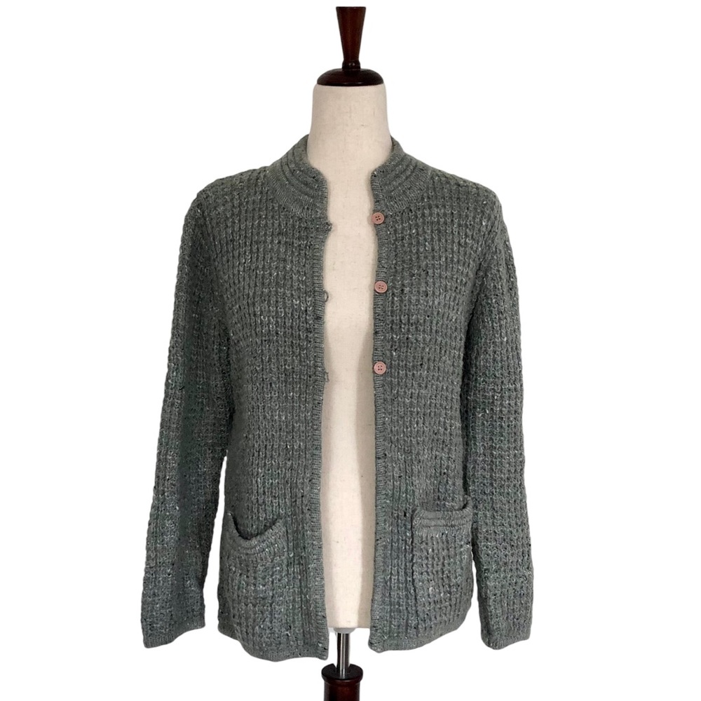 Vintage Country Craft Wool Blend Open Pocket Chunky Cardigan, Gray Size Medium